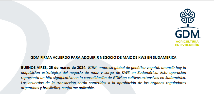 Grupo Don Mario adquiere el negocio de maíz y sorgo de KWS en Sudamérica que en Uruguay es representado por Procampo
