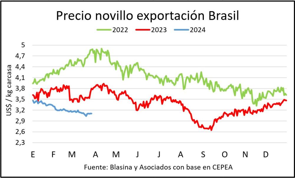 El novillo estable y sin margen de suba en Brasil