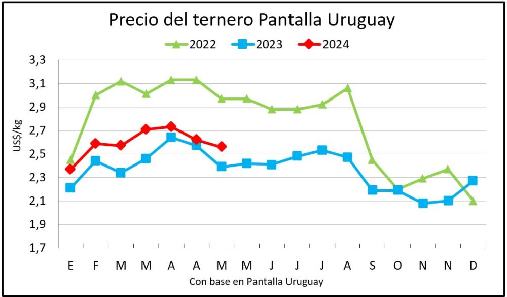 Precios de terneros y terneras bajan un escalón en Pantalla Uruguay