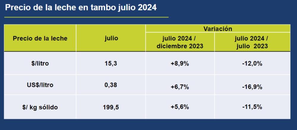 precio leche tambo julio 2024