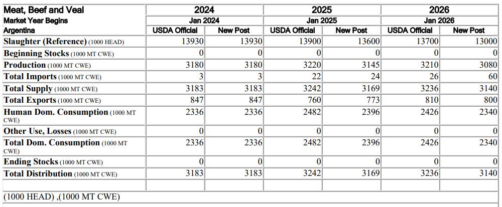 USDA proyecta un incremento de las exportaciones de carne vacuna de Argentina en 2026