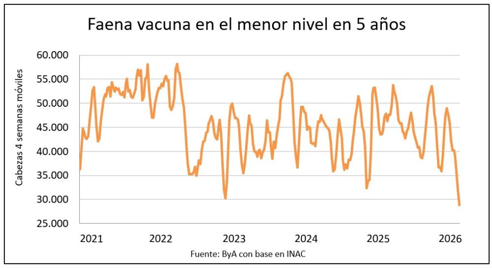 Faena vacuna con la actividad más baja en cinco años