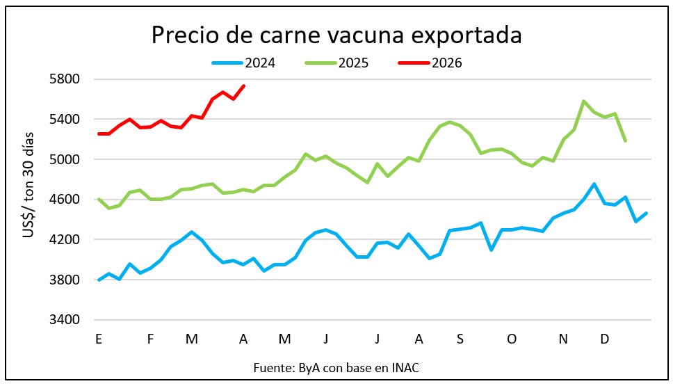 Con bajos volúmenes exportados, tonelada de carne vacuna sigue firme arriba de US$ 5.700