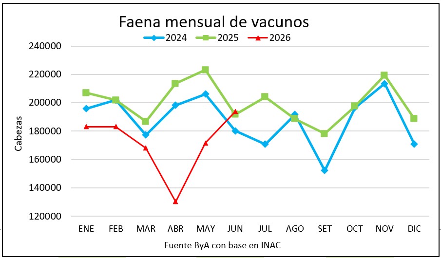 Junio puede iniciar un cambio de tendencia para la faena que bajó en 200 mil cabezas en 6 meses