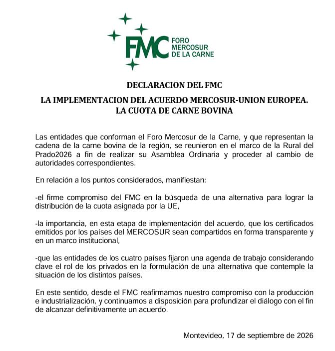 Esta semana habrá reunión en Cancillería por distribución de cuota de carne Mercosur-UE